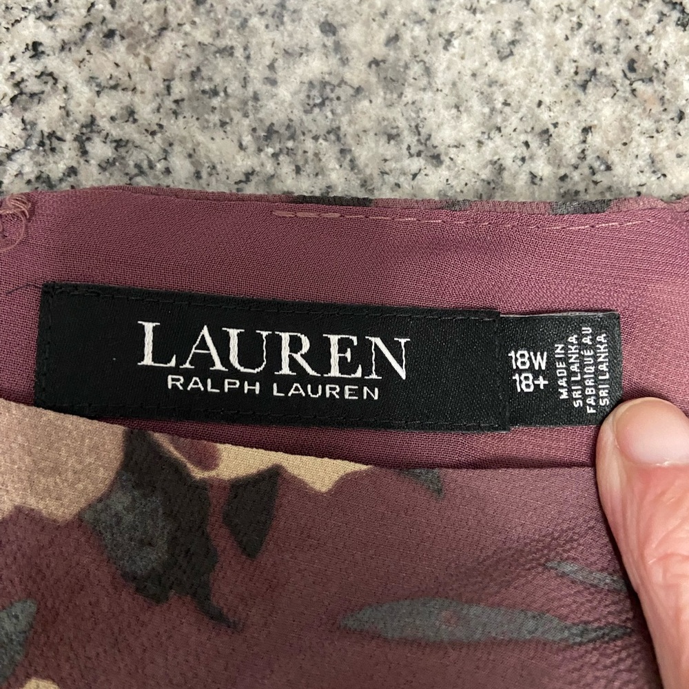LAUREN Ralph Lauren Purple Floral Fit & Flare Midi Dress Womens 18W Classic - Picture 7 of 16